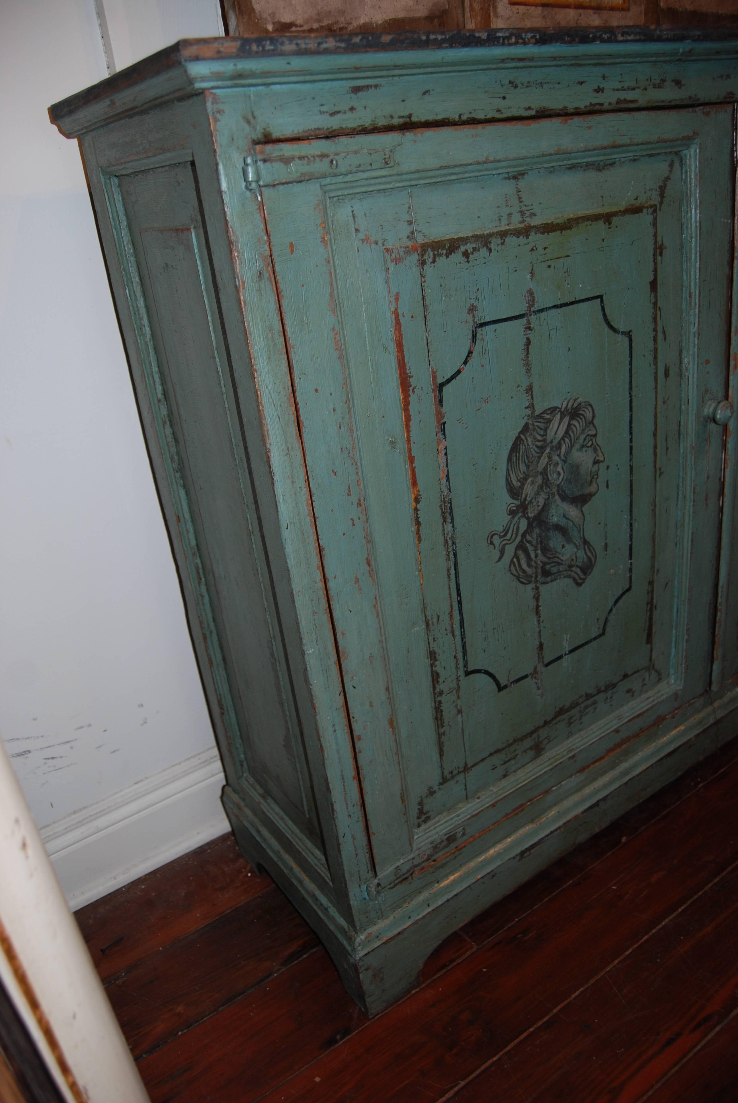 Pair of painted buffets with later paint.