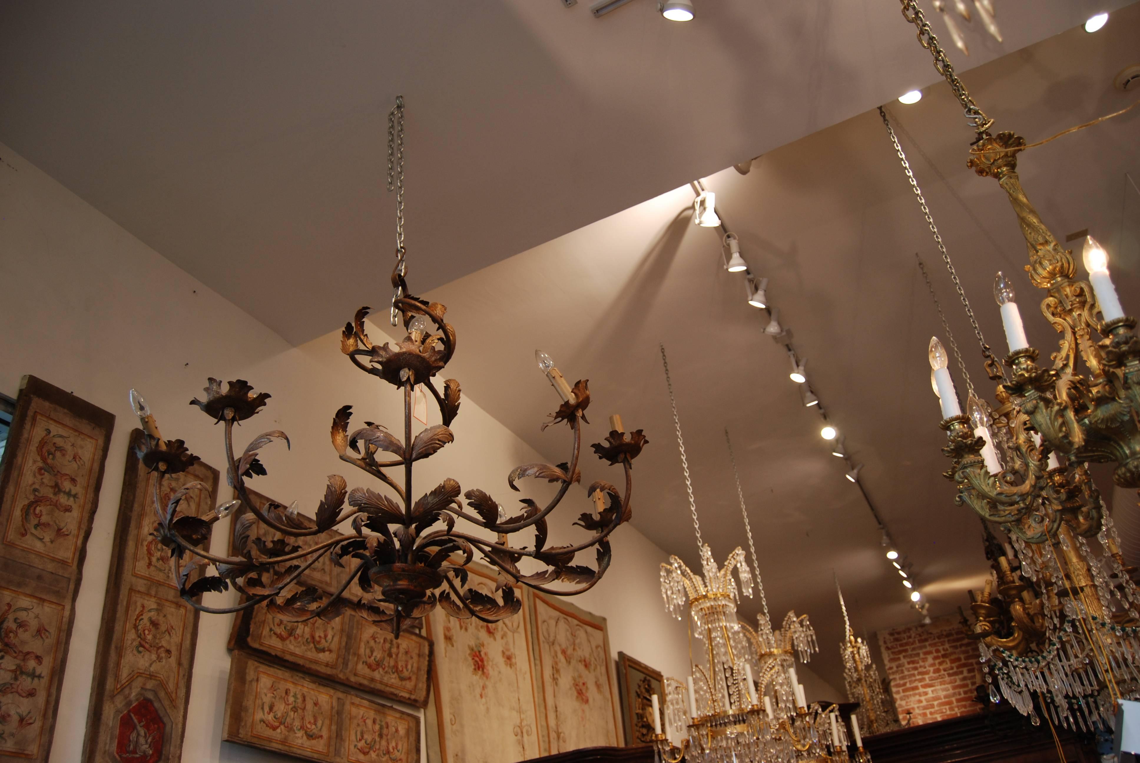 Pair of Belle Epoch Iron Chandeliers In Good Condition In New Orleans, LA