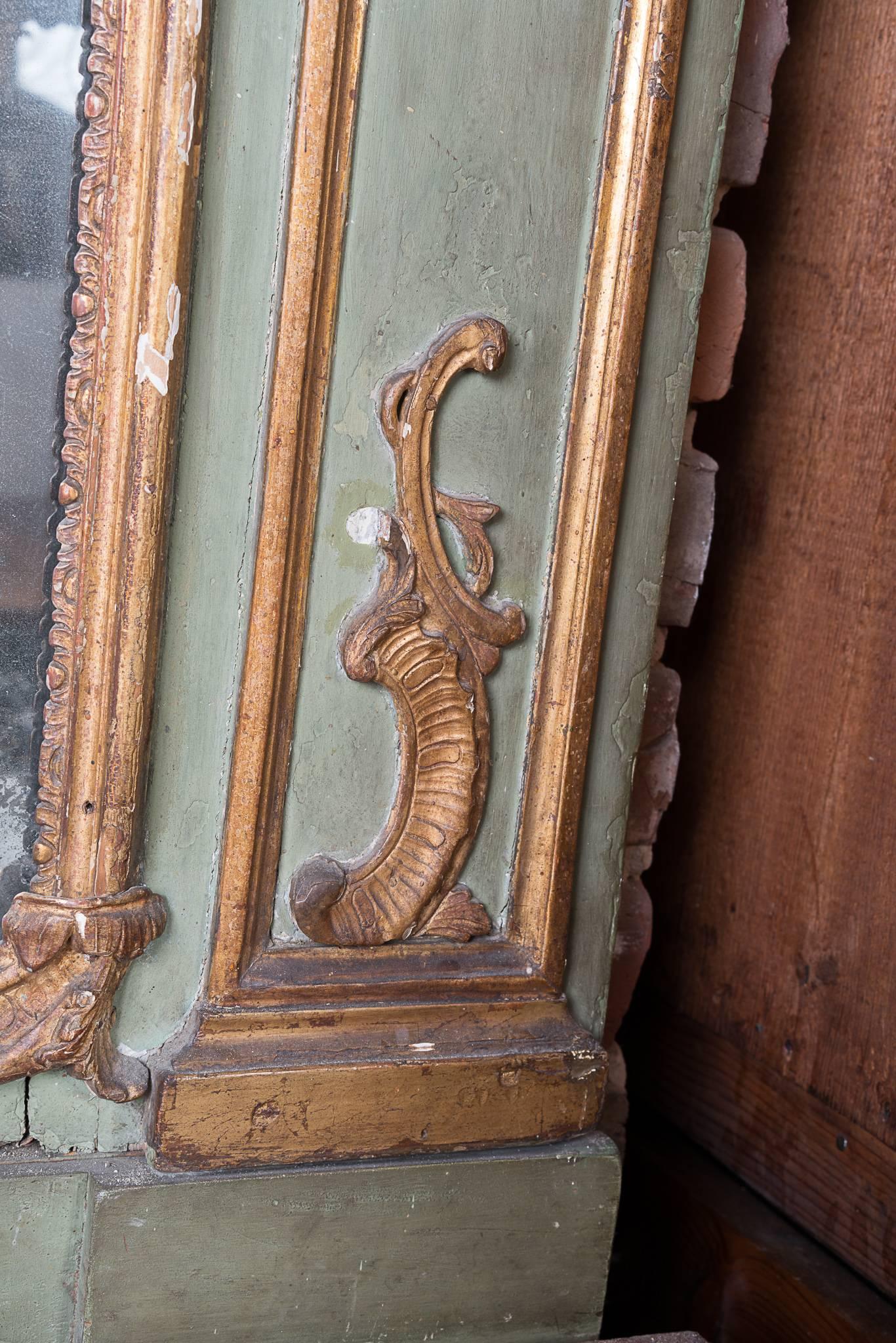 French 19th Century Painted and Gilded Trumeau Mirror