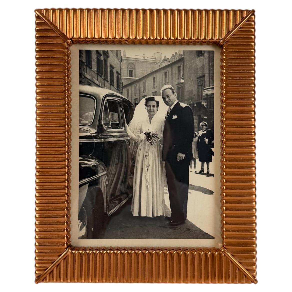 Italian Mid-Century Modern Embossed Copper Tabletop Picture Frame, 1930s-1950s For Sale