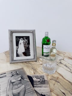 Italian Mid-Century Modern Embossed Tin Tabletop Picture Frame, 1930s-1950s