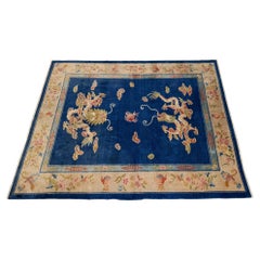 Large Vintage Chinese Wool Rug with Dragons and Clouds, 1970s