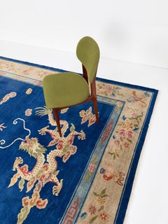 Large Vintage Chinese Wool Rug with Dragons and Clouds, 1970s