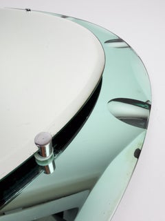 50s Italian Mid-Century Modern Turquoise Green Beveled Oval Murano Glass Mirror