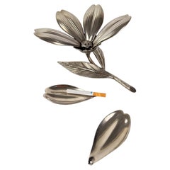 Italian Mid-Century Chrome Flower Cocktail Ashtray Set, 1960s-1970s