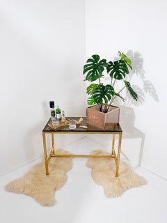 Mid Century Modern Tray in Christian Dior Style, Lucite, Brass & Cane Webbing