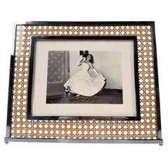 Picture Frame in Lucite, Cane Webbing & Chrome, Christian Dior Style, 70s
