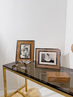 Cornice rettangolare di grandi dimensioni in cromo, lucite e sughero, design italiano, anni '70