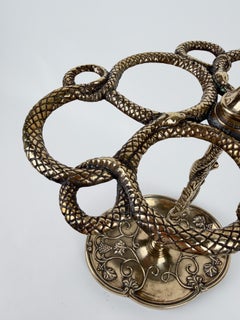 Brass Umbrella Walking Stick Stand with Intertwined Snakes in Art Nouveau style