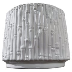 Cachepot vintage in stile Chippendale con effetto bambù, in ceramica smaltata bianca, anni '70