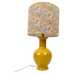 Chinoiserie Mustard Yellow Ceramic Table Lamp with Custom Liberty Fabric Shade