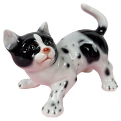 Italienische Figur aus der Mitte des Jahrhunderts: Katze im Smoking aus glasierter Majolika-Keramik, 60er Jahre