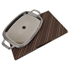 Alessi 710-40 Tablett aus Edelstahl, kunstvoll zierte Verzierung, Empire-Stil, 70er Jahre