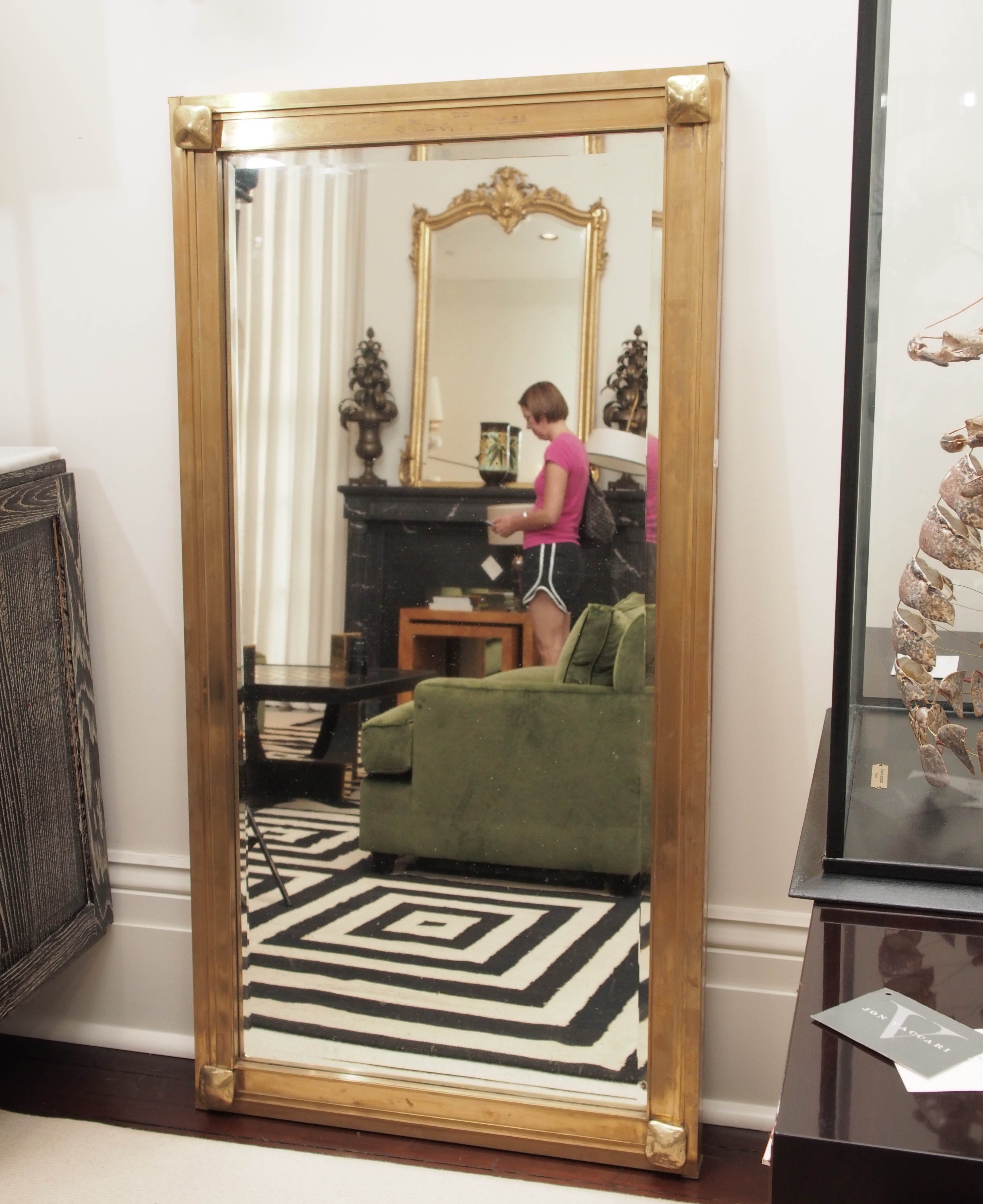 Large Rectangular Mirror with Bronze Frame In Excellent Condition In New Orleans, LA