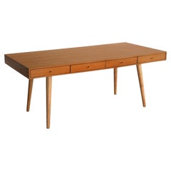 Danish Vintage Dining Table, Teak and Oak with Brass and Glass, 1980s