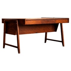 Escritorio vintage de teca de Clausen & Maerus, con frente enrollable, Países Bajos, década de 1960