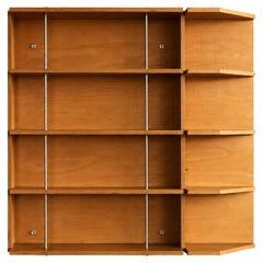 Librería vintage de pared, de madera curvada y cromo, Países Bajos, década de los 80