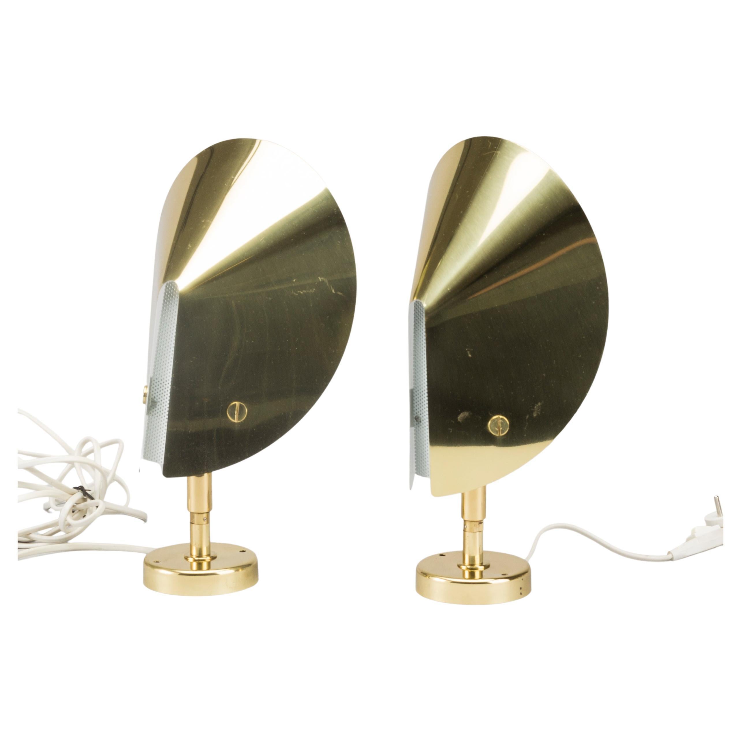 Aneta wall lights brass Sweden 1970 For Sale