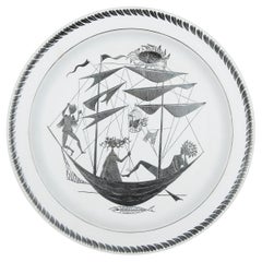 Large Plate by Stig Lindberg "Grazia" for Gustavsberg Sweden 1956 Signed