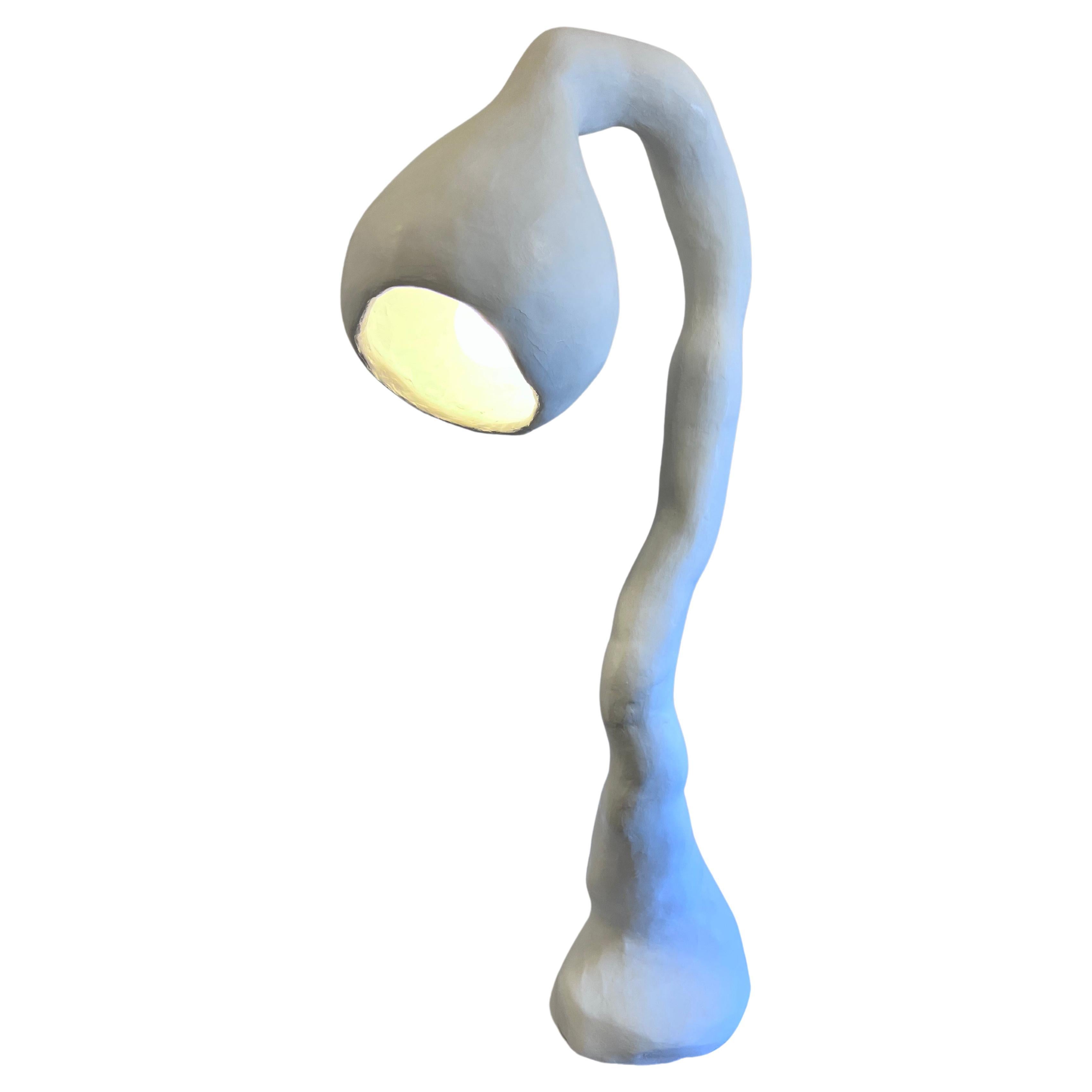 Biomorphic Floor Lamp N.4 by Studio Chora, Standing Light, White Stone, In Stock For Sale
