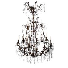 Vintage Monumental Bronze and Cut Crystal 16-Arm Chandelier 10