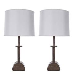 Pair of 1920s French Bronze Table Lamps 5