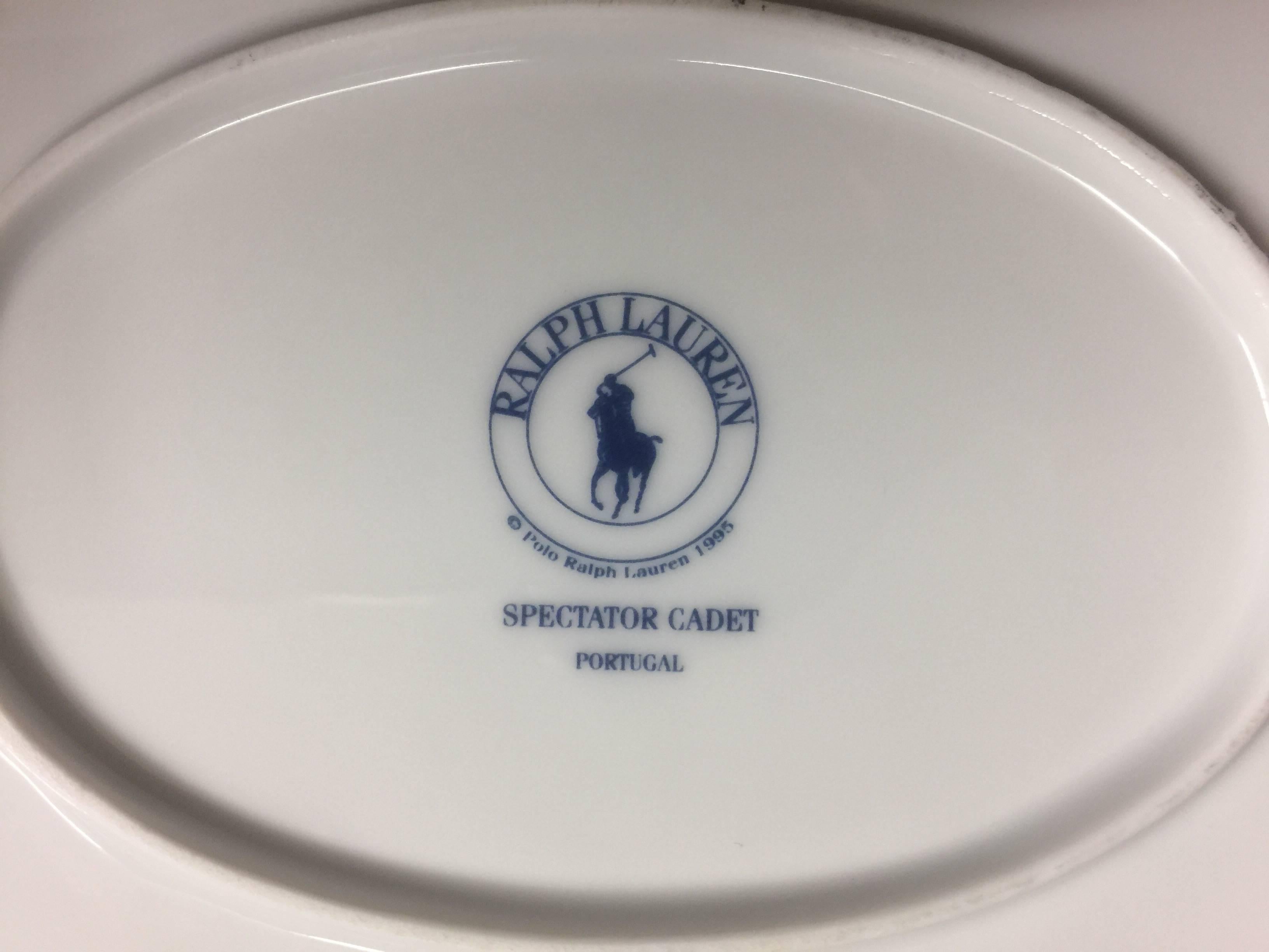 Late 20th Century Ralph Lauren Home Oval Serving Platter in Cadet Spectator Pattern