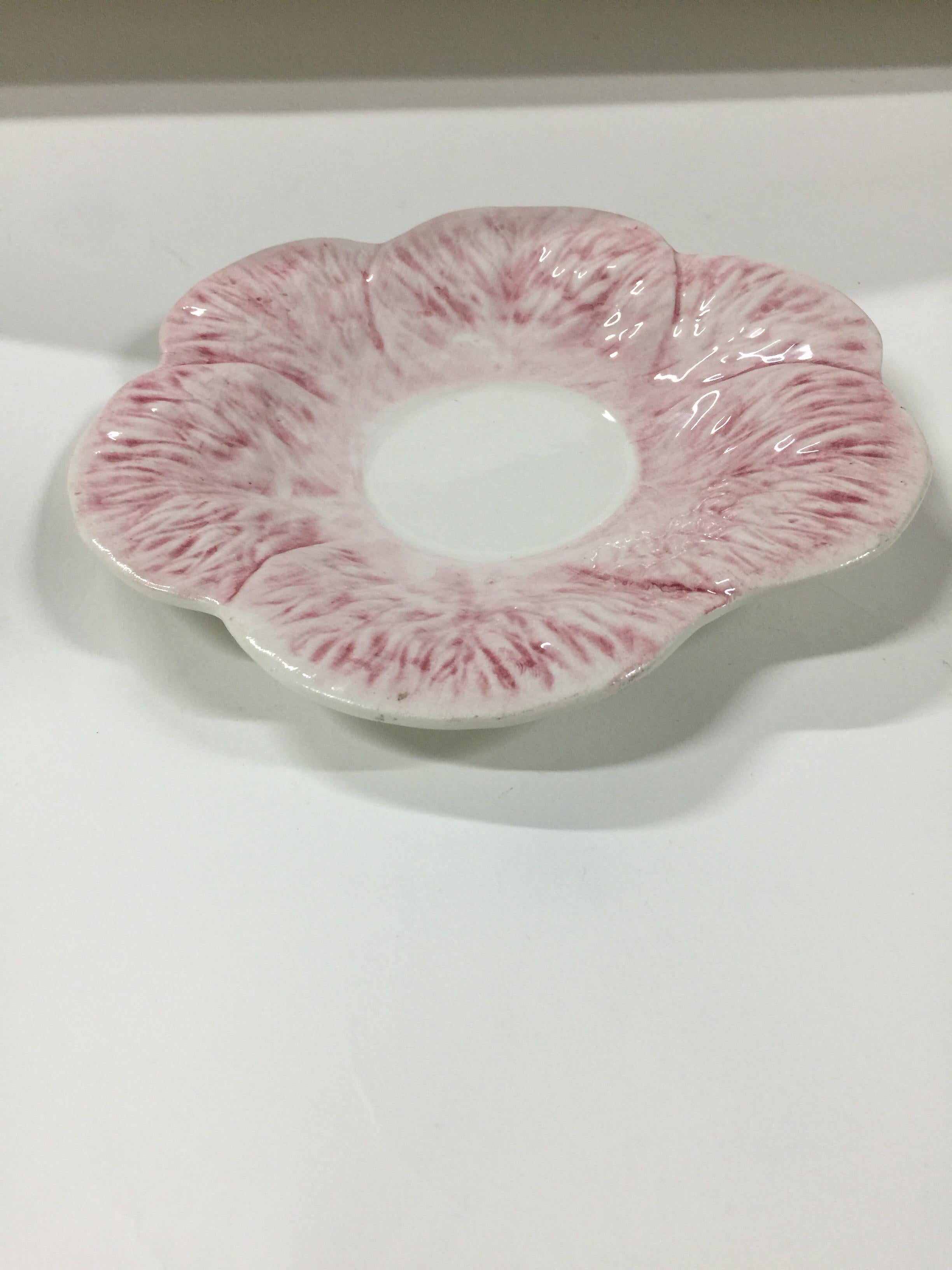 Italian Majolica Pink Cabbage Dish by Mottahede For Sale