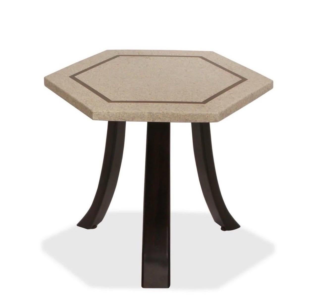 American Harvey Probber Terrazzo & Mahogany Side Table For Sale
