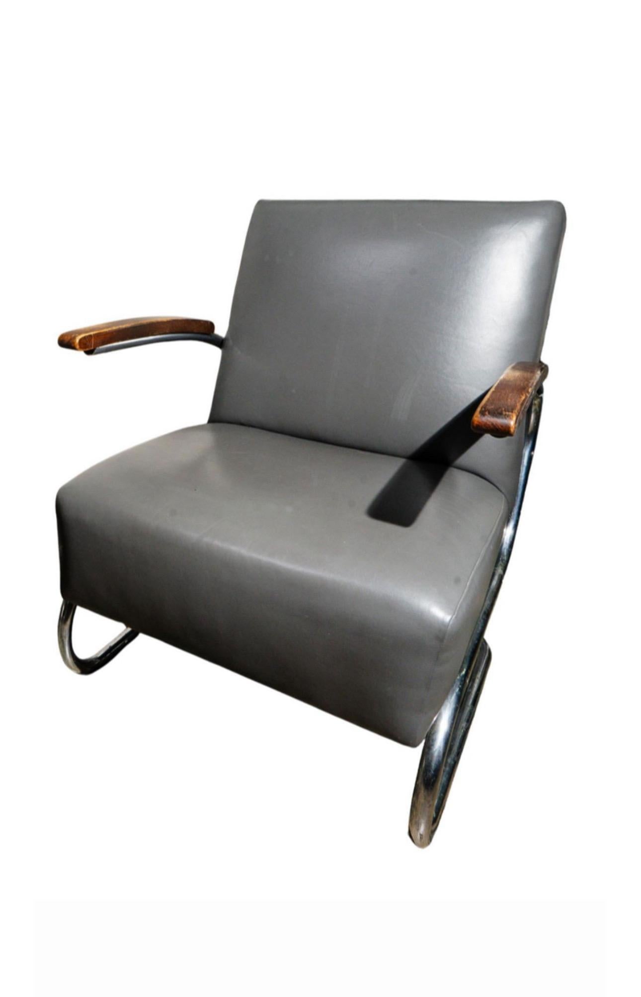 Kem Weber Stil Thonet Röhrenchrom Sessel (Mitte des 20. Jahrhunderts) im Angebot