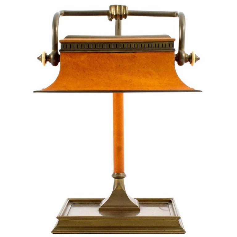 Bronze Bankers Lamp By I P Frink At 1stdibs Brass And Leather Bankers Lamp By Chapman