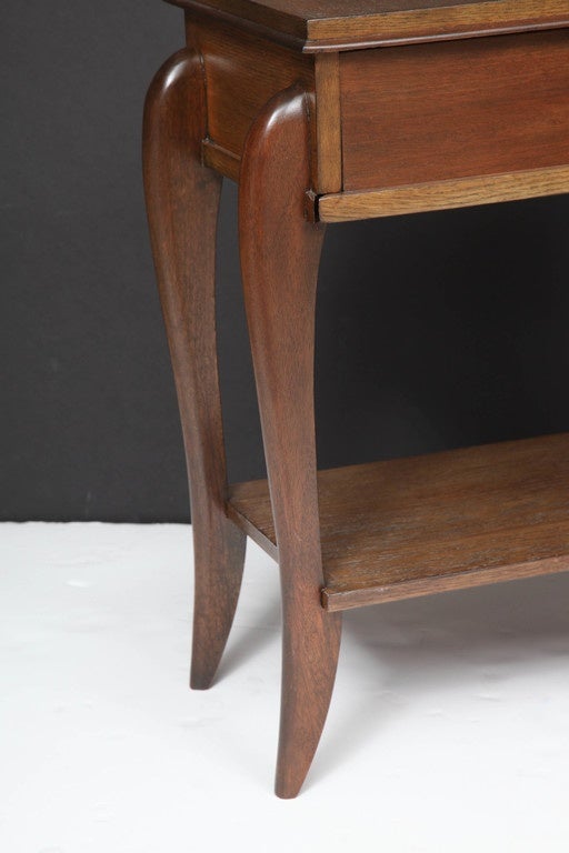 Oak Pair of 1950s French Nightstands with Drawer and Shelf
