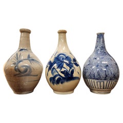 Japanese 19th Century Sake Bottles,  Collection of Three