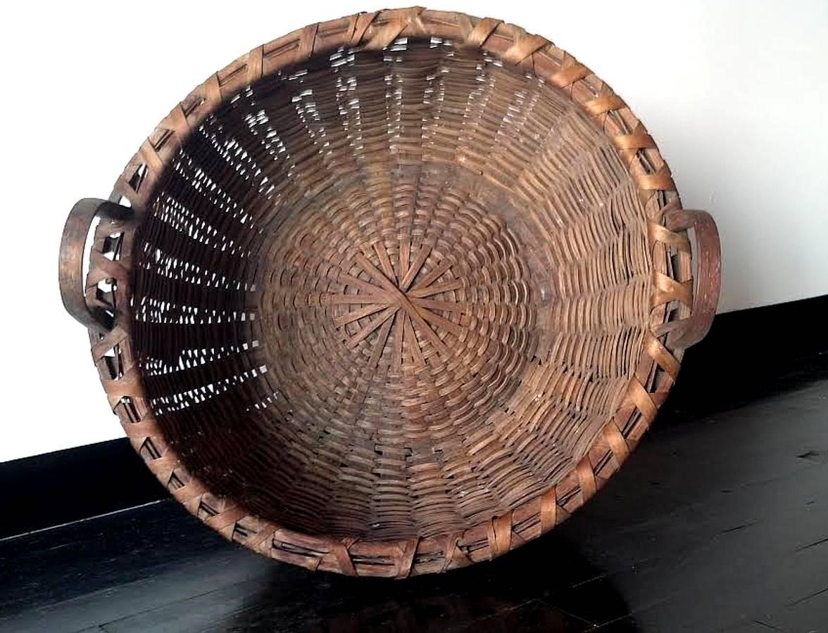 Folk Art Large 19th Century Taghkanic Gathering Basket