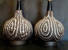 Pair of Vintage Maurice Chalvignac Table Lamps with Original Shades