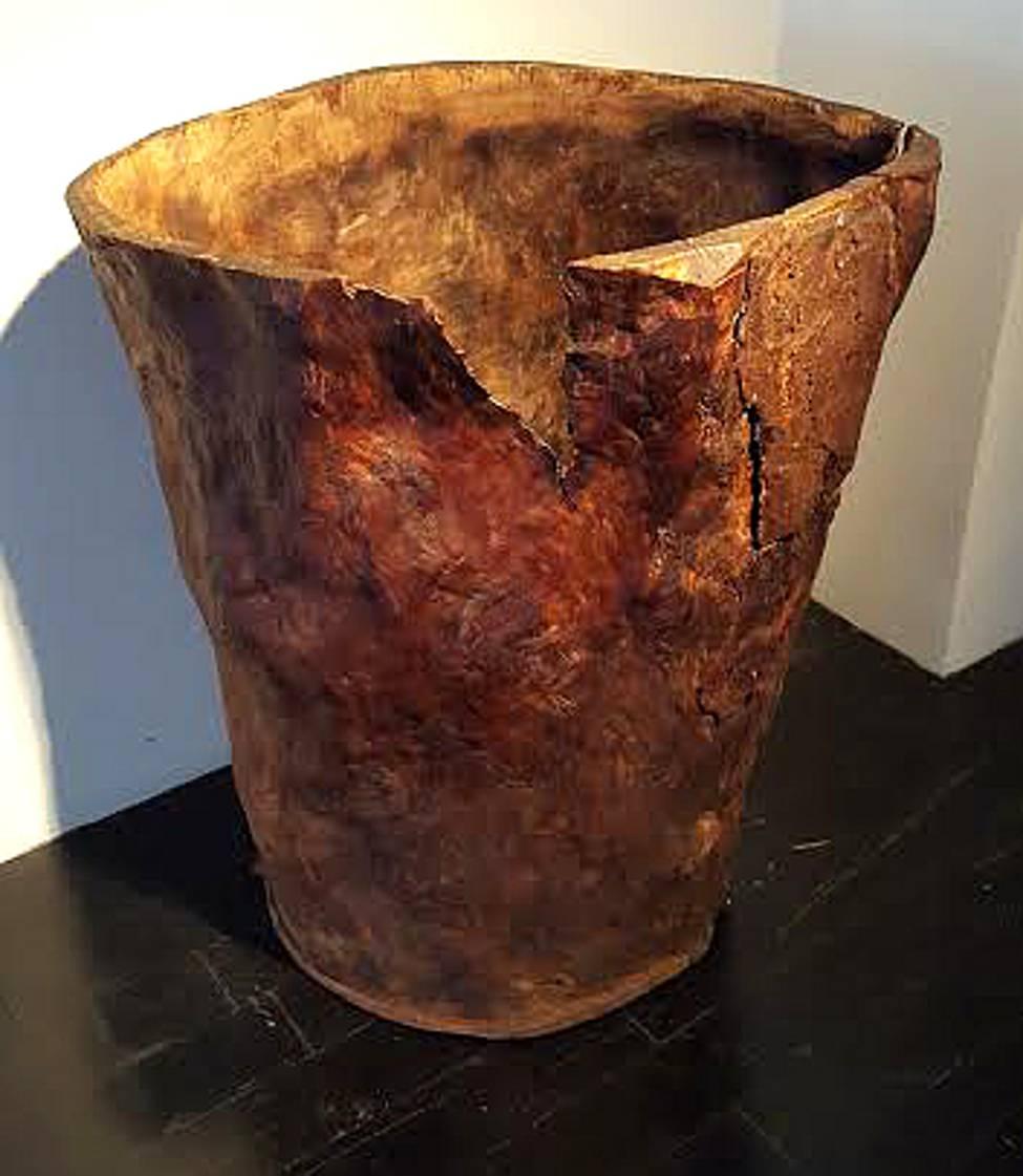 Large 19th Century American Burl Grain Storage Barrrel 1