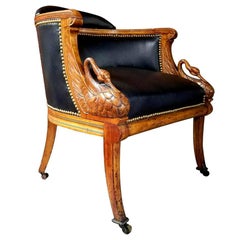 Spectacular American Swan Form Tub Chair in Tiger Maple 3