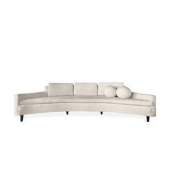 Harvey Probber Curved Sofa in Off White Boucle