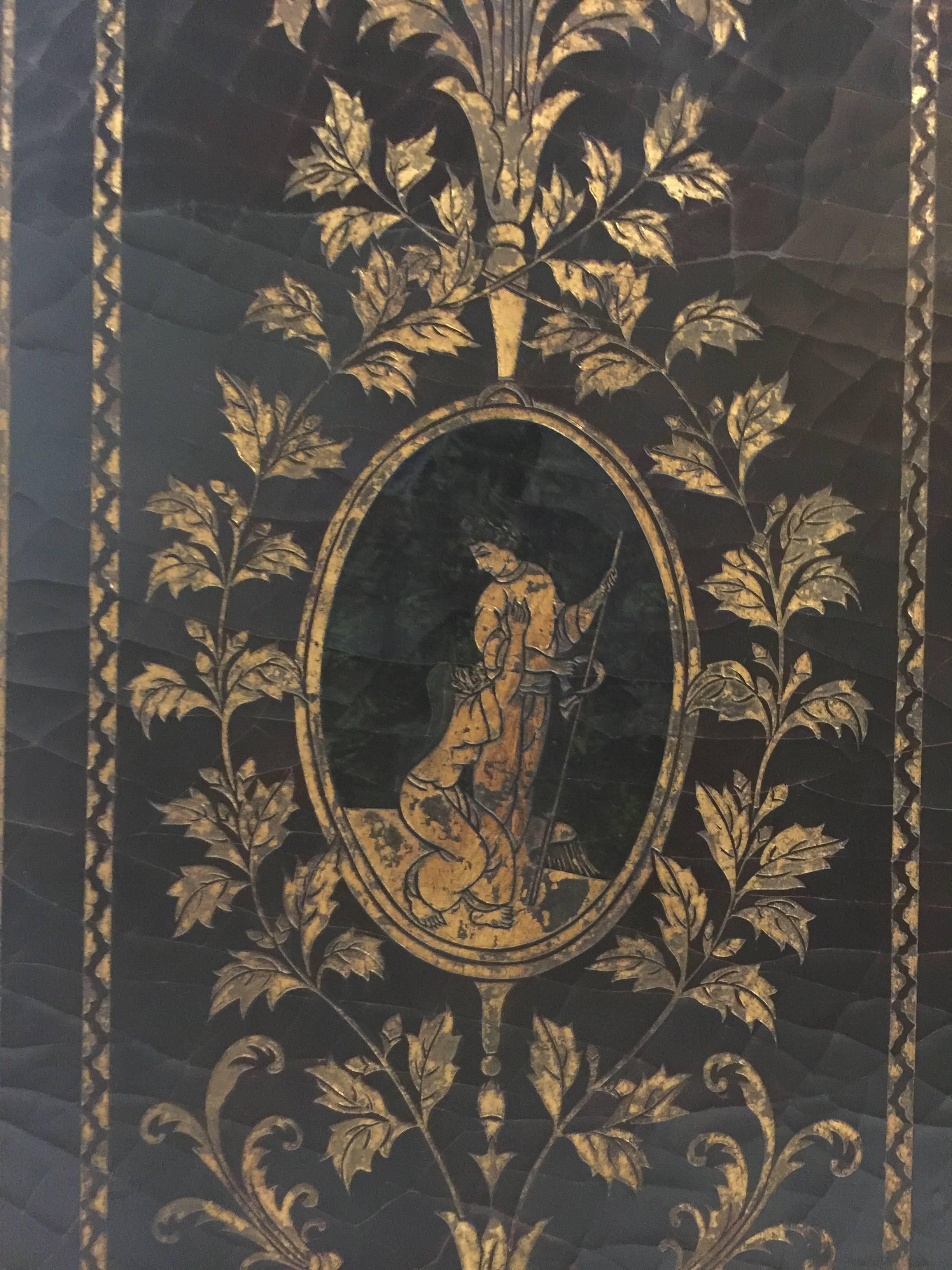 Italian 19th Century Black Lacquer and Gilt Wall Screens, a Pair In Good Condition In New York, NY