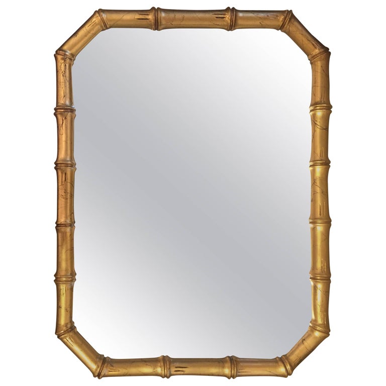 1960s Gold Faux Bamboo Wood Wall Mirror For Sale at 1stDibs faux