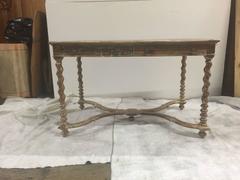 1960s Waxed Wood Desk with Barley Twist Legs by Sarried