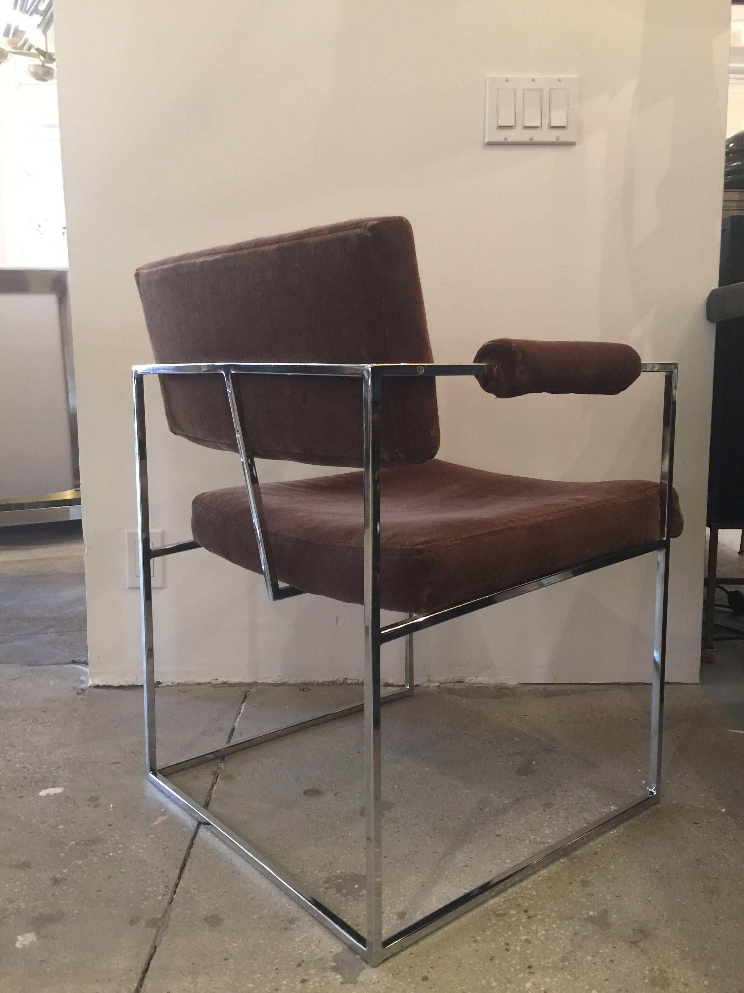 Mid-Century Modern Cube Chrome Dining Chairs by Milo Baughman in COM/Priced Individually