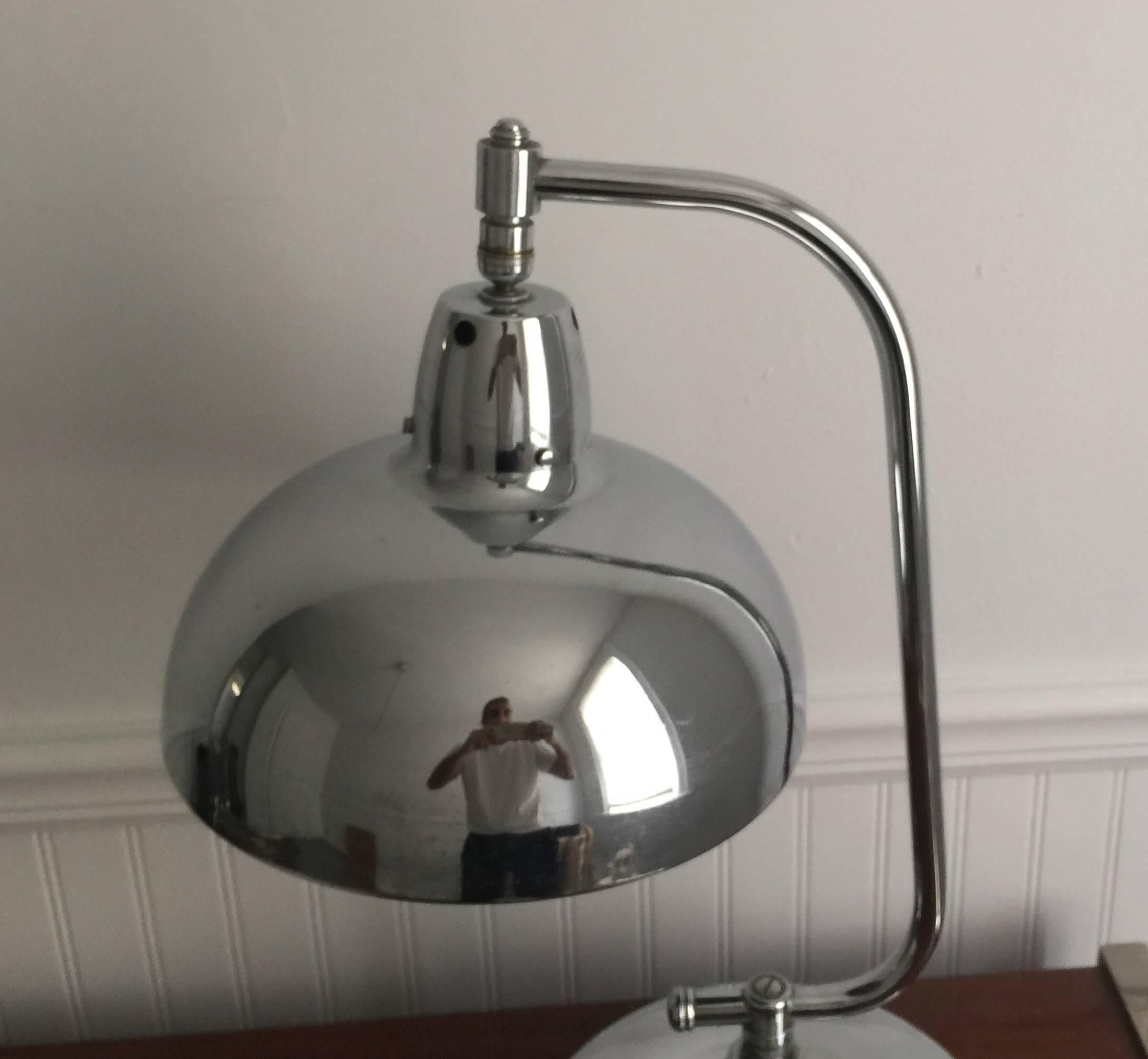 Polished 1940s Chrome Jeweler's Lamp For Sale