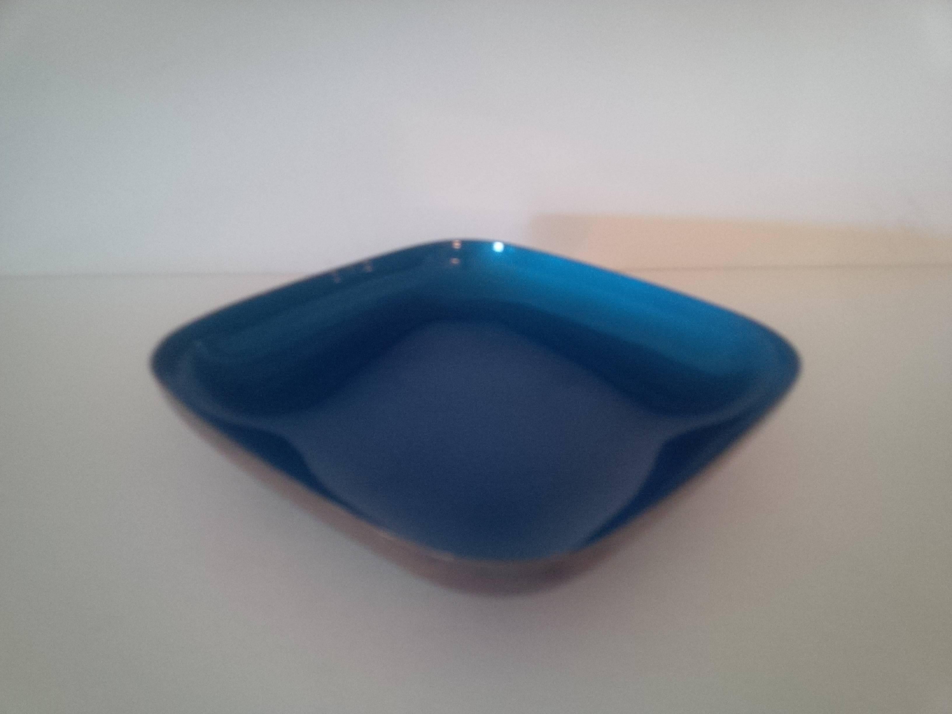 reed and barton silver bowl with blue enamel