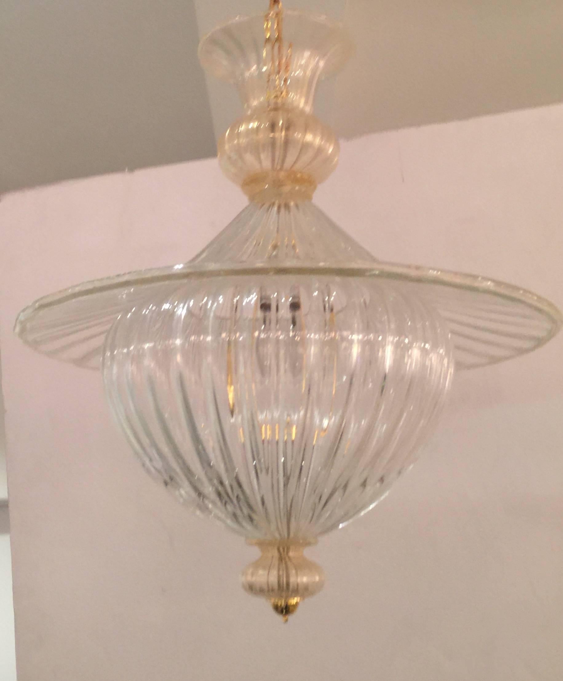 Vintage Mid-Century Italian Crystal Chandelier attributed to Seguso In Good Condition In New York, NY