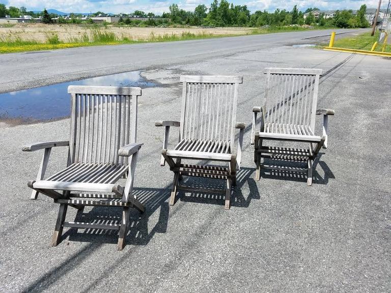 Set of Three Vintage Teak Folding Chairs by Andrew For Sale at 1stDibs