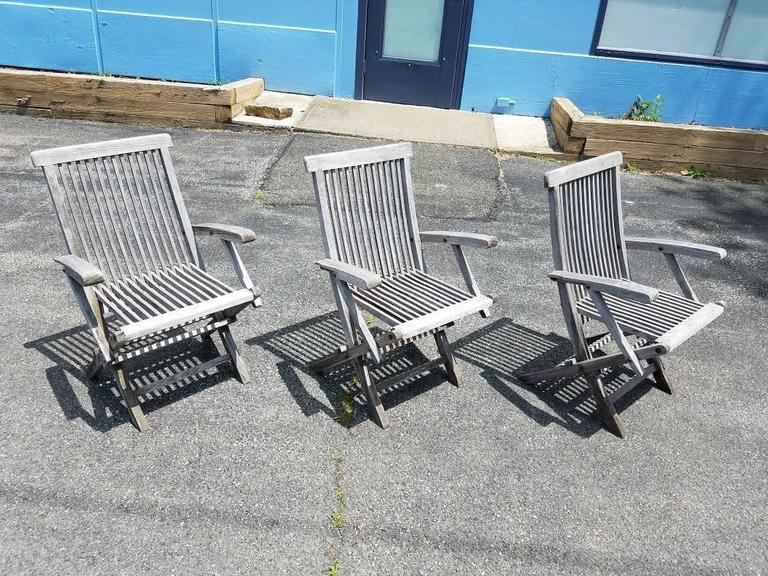 Set of Three Vintage Teak Folding Chairs by Andrew For Sale at 1stDibs