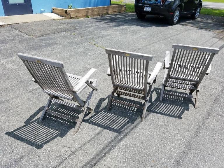 Set of Three Vintage Teak Folding Chairs by Andrew For Sale at 1stDibs