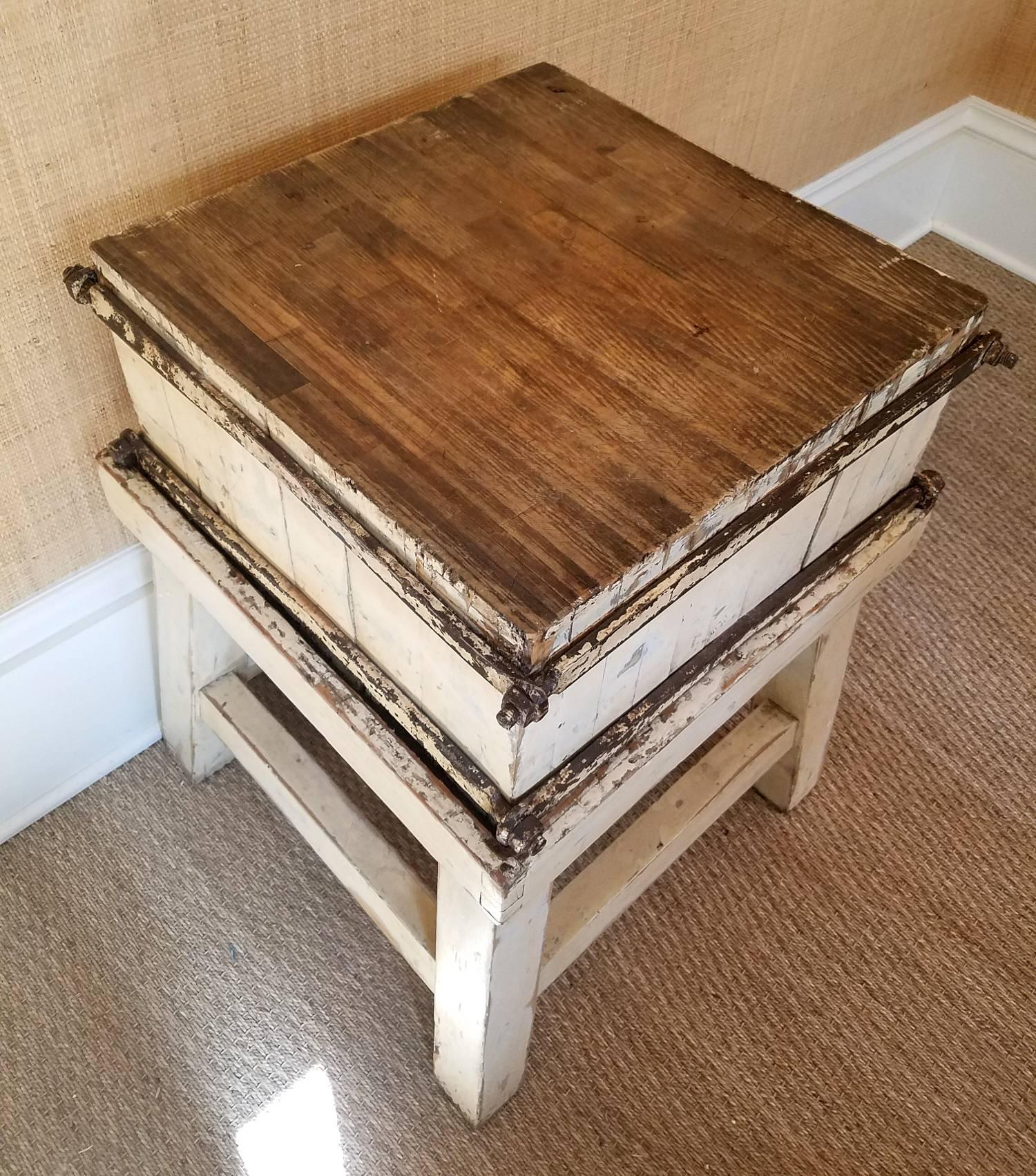French Provincial Sweet Vintage Butcher Block from France, circa 1900