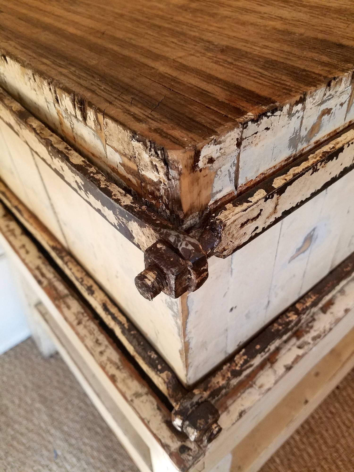 French Sweet Vintage Butcher Block from France, circa 1900